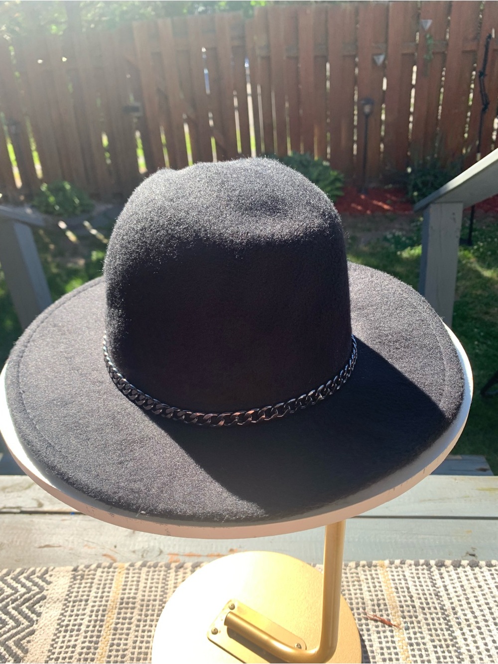Black Felt Fedora with Chain Band